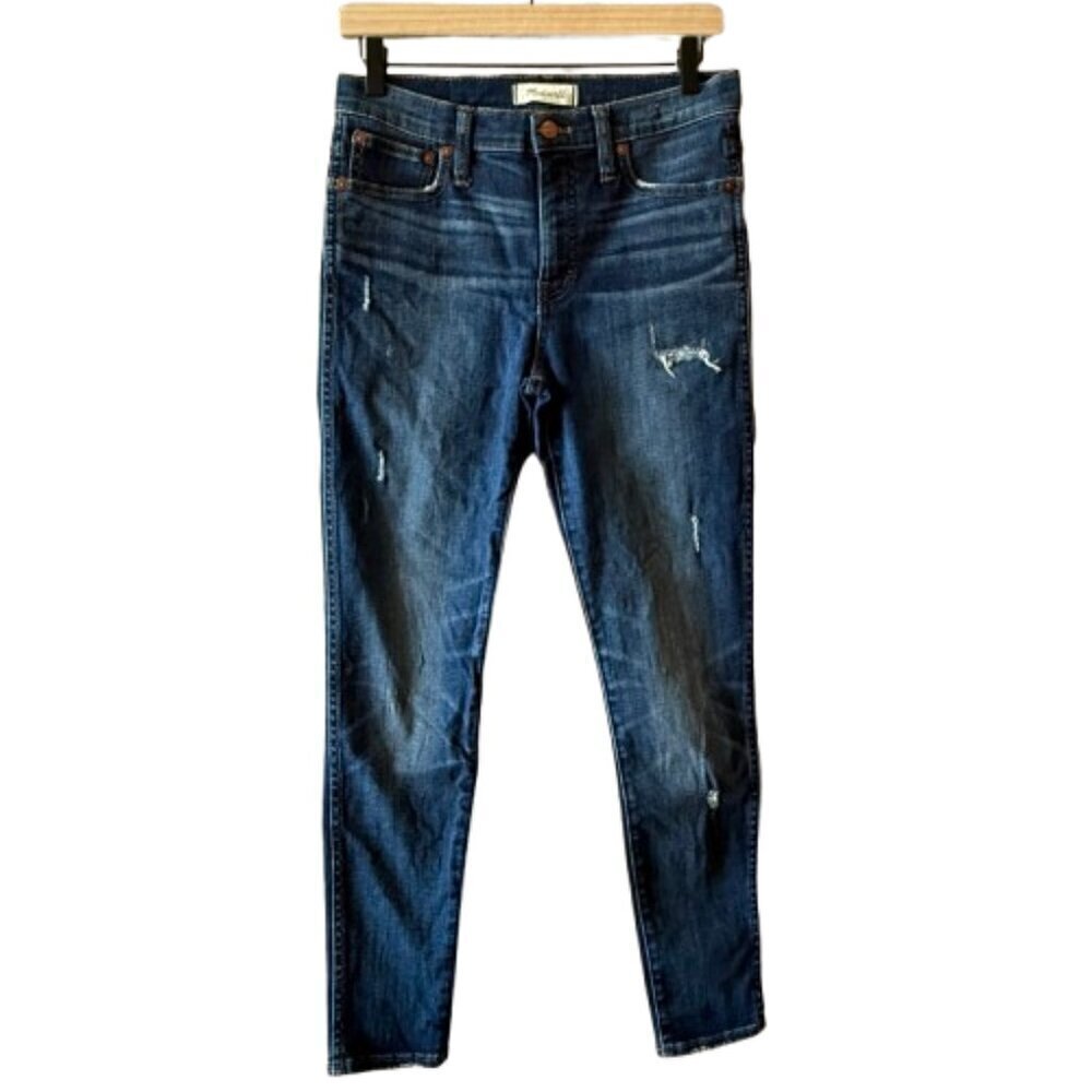 Women's 28 Madewell 9” High Rise Skinny Medium Wash Distressed Blue Jeans